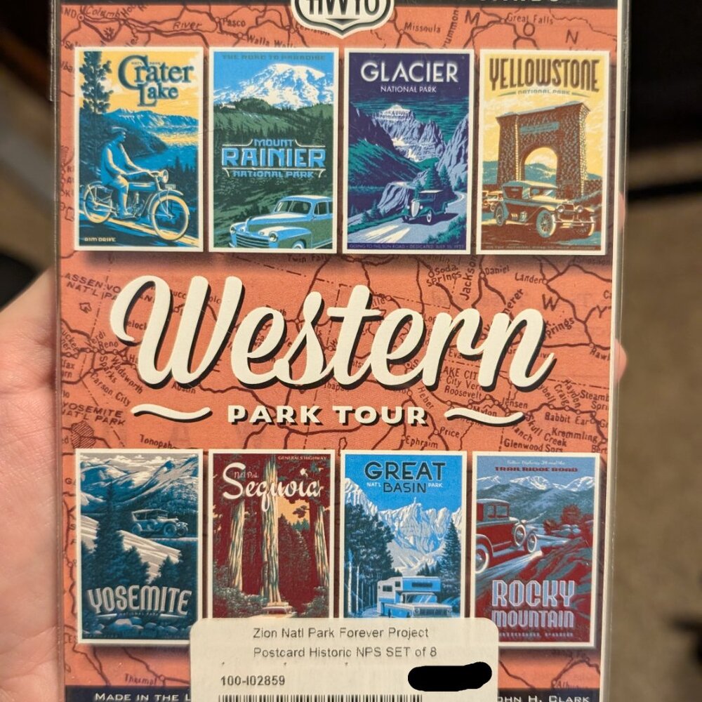 8 Postcard Set: Park: Rainier/Glacier/Yellowstone/Yosemite/Sequoia/RckyMtn